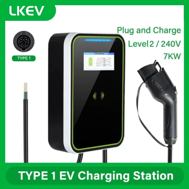 

EV Charger APP Wifi Control 32A EVSE Wallbox Electric Car Charging Station with Type1 Cable 7KW 1Phase SEA J1772 cable