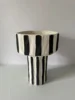 Black and White Striped Ceramic Vase Wide Mouth Flowerpot Geometric Pattern Flower Arrangement Porcelain Handicraft Ornaments 5