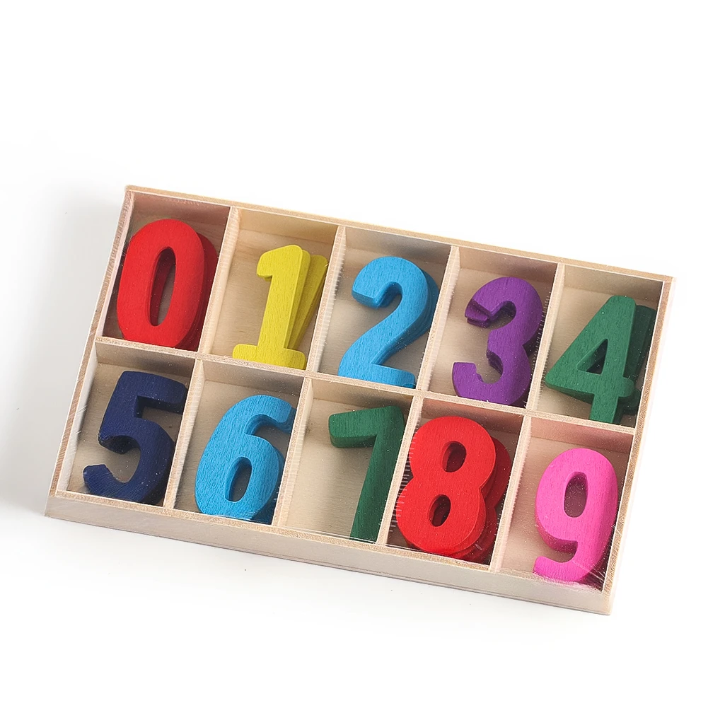 Unfinished Wood Numbers for DIY Crafts, Education, and Home Decor with Storage Tray