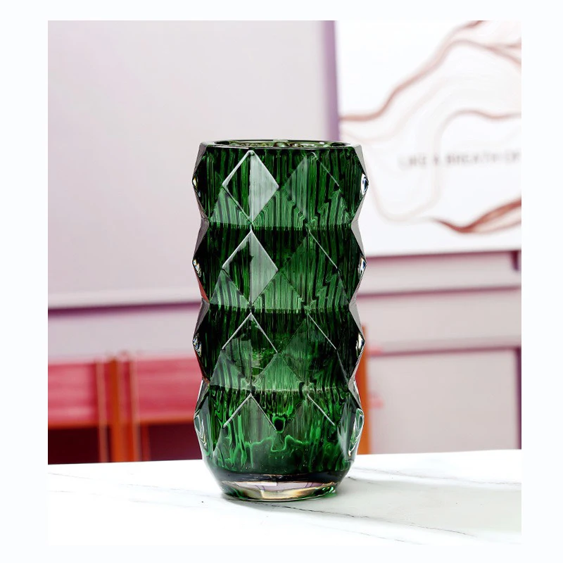 

Modern Nordic Crystal Glass Red Green Vases Big Blanc Decor Flower For Home Decoration Luxe Luxury Aesthetic Design Ornaments