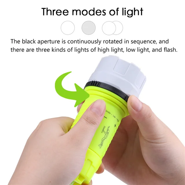 Rechargeable LED Diving Flashlight with Hanging Rope 5