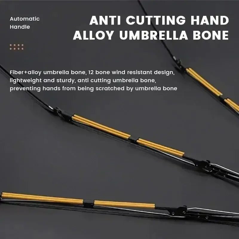 12 Bone Black Glue Fully Automatic Umbrella With Thick And Durable Keel Three Fold Umbrella UV Resistant Folding