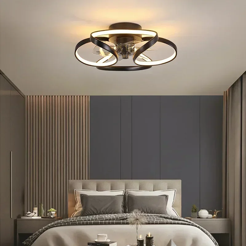 Nordic Intelligent Fan Light Color Dimming and Silent LED Ceiling Fan Light Remote Control Abanicos de tech Bedroom Lighting ceiling fan