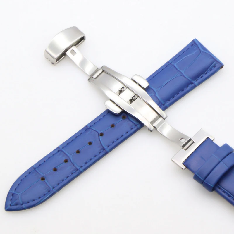 Luxurious Genuine Leather Watch Strap with Butterfly Buckle and Tool Kit