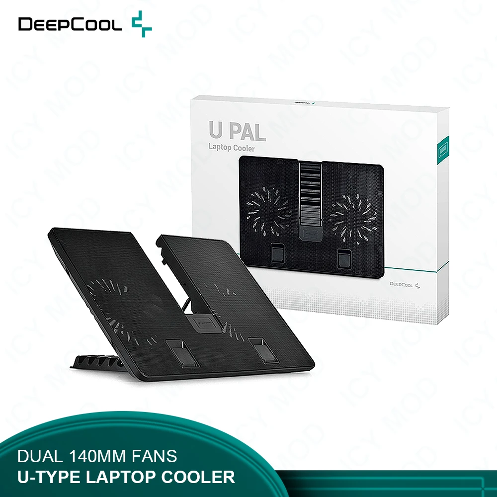 

DeepCool регулируемые U-образные Охлаждающие подставки для ноутбука с USB 3,0 двойные 140 мм бесшумные вентиляторы кулер для ноутбука UPAL