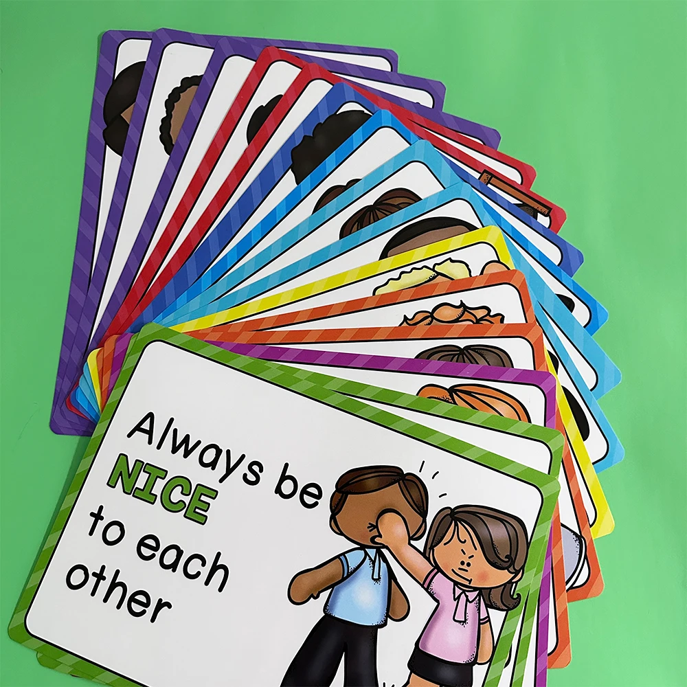 15Pcs Classroom Rules Educational Posters for Preschool Home Classroom Wall Decor Teacher Teaching Aids Montessori 4