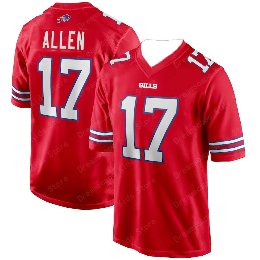 New Arriavl Summer MenJosh Allen Buffalo Bills  Team Game Player No.17 Quick Drying Women Men T-Shirt Adult/ KID Jerseys Kit Top 2