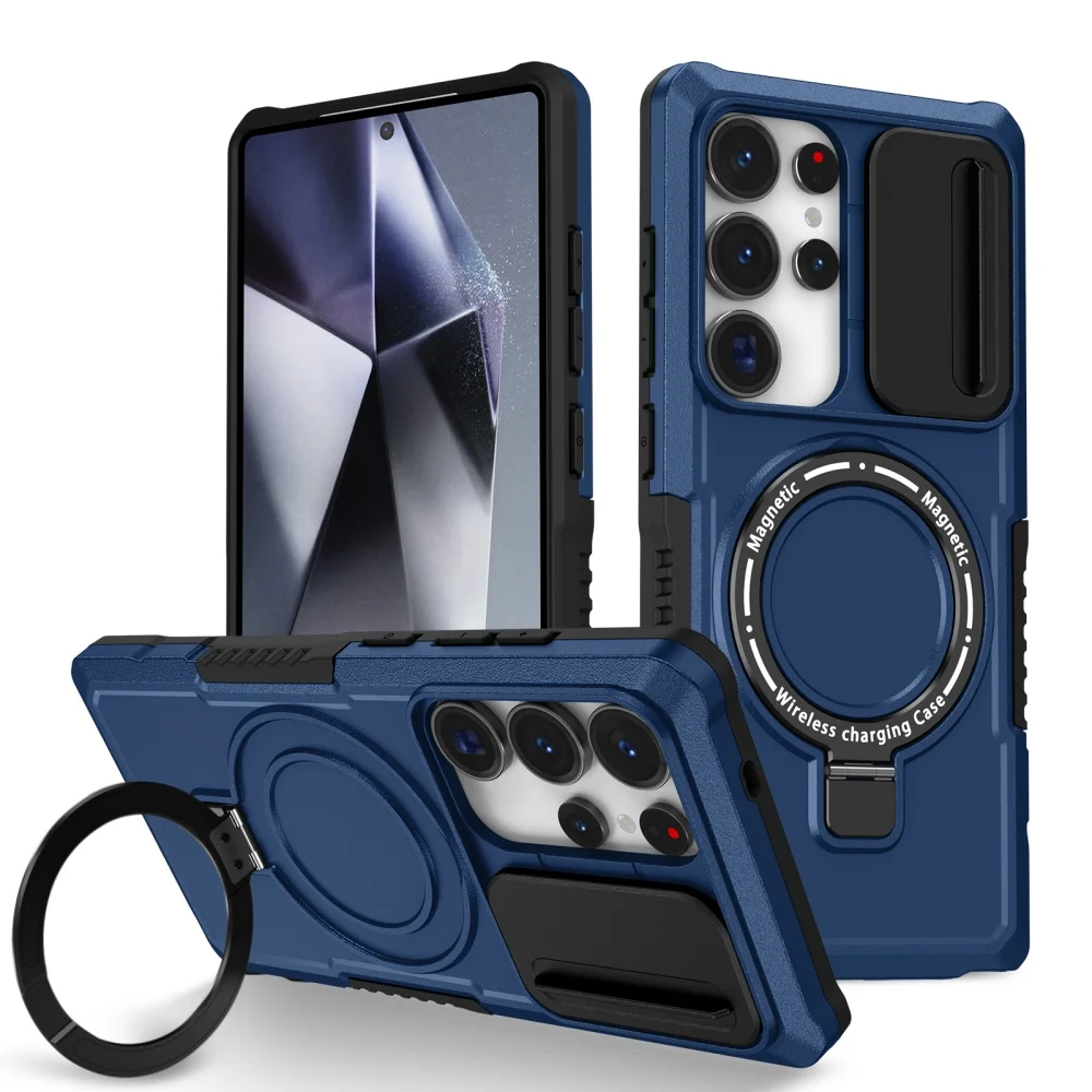 Enhanced Magnetic Armor Slide Camera Protector Case with Magsafe Brackets