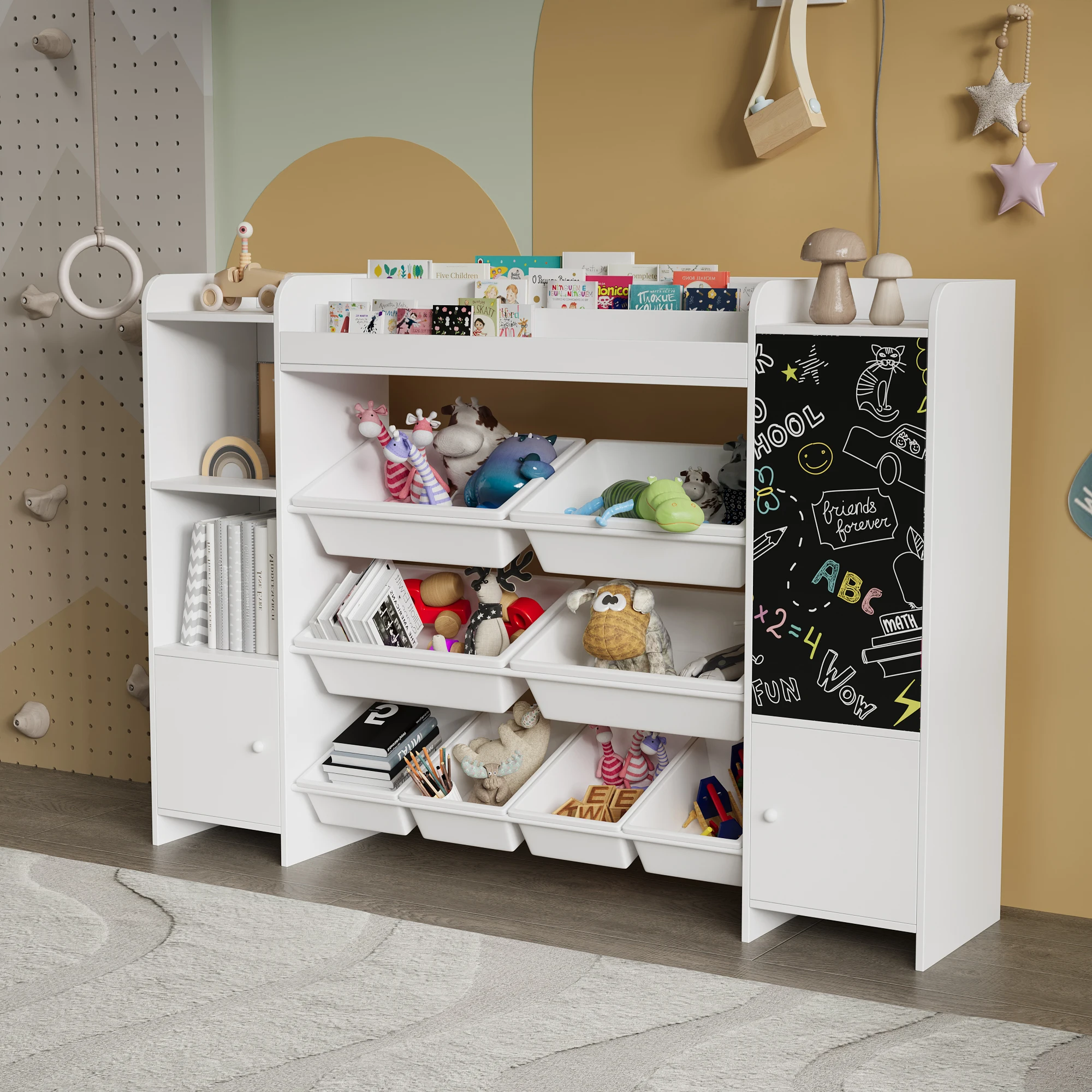 Rosahqnda Kinder-Bücherregale, multifunktionales Kinder-Bücherregal, Bücherregale und Spielzeugaufbewahrung mit Schublade, Kleinkind-Bücherregal – Detail 5