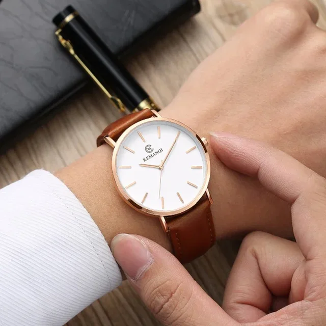 Fashion Ultra Thin Men's Quartz Wristwatch Minimalist Style Mens Watch Leather Band Business Casual Male Clock Relogio Masculino