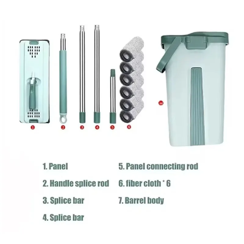 Flat squeeze mop Flat Squeeze Mop with Bucket Hand Free Wringing Floor Cleaning Mop Microfiber Pads Wet Or Dry Usage on Hardwood Laminate