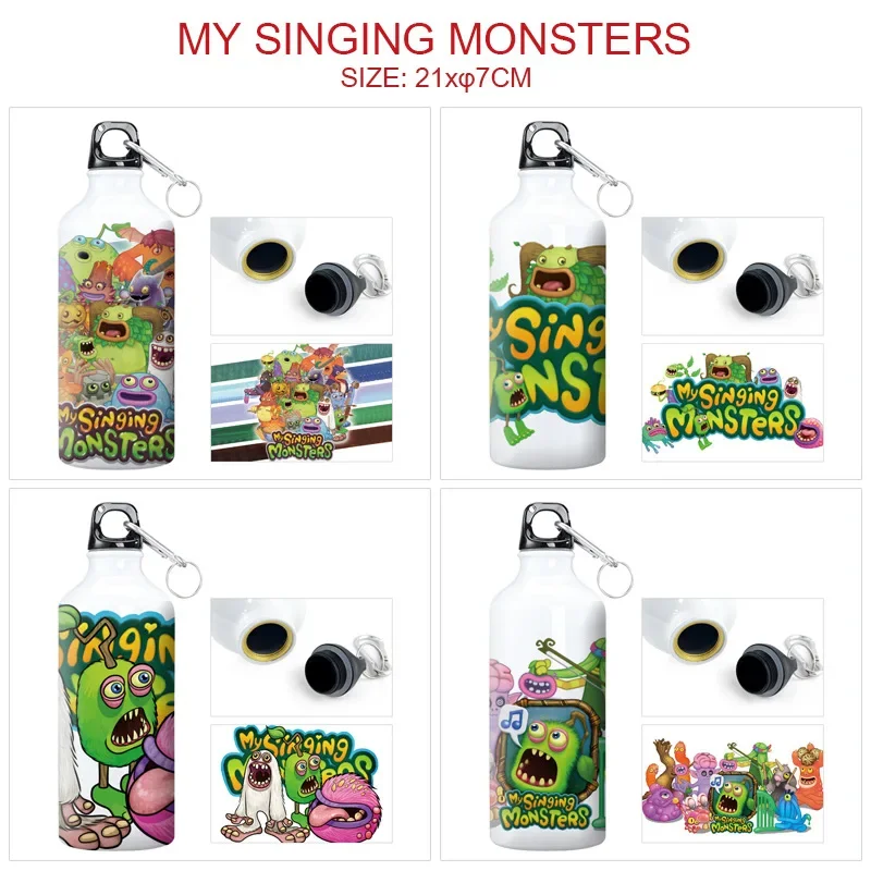 

600ML My Singing Monsters Anime Sports Water Cup Aluminum Jug Water Cup Student Large-capacity Leak-proof Drinking Cup