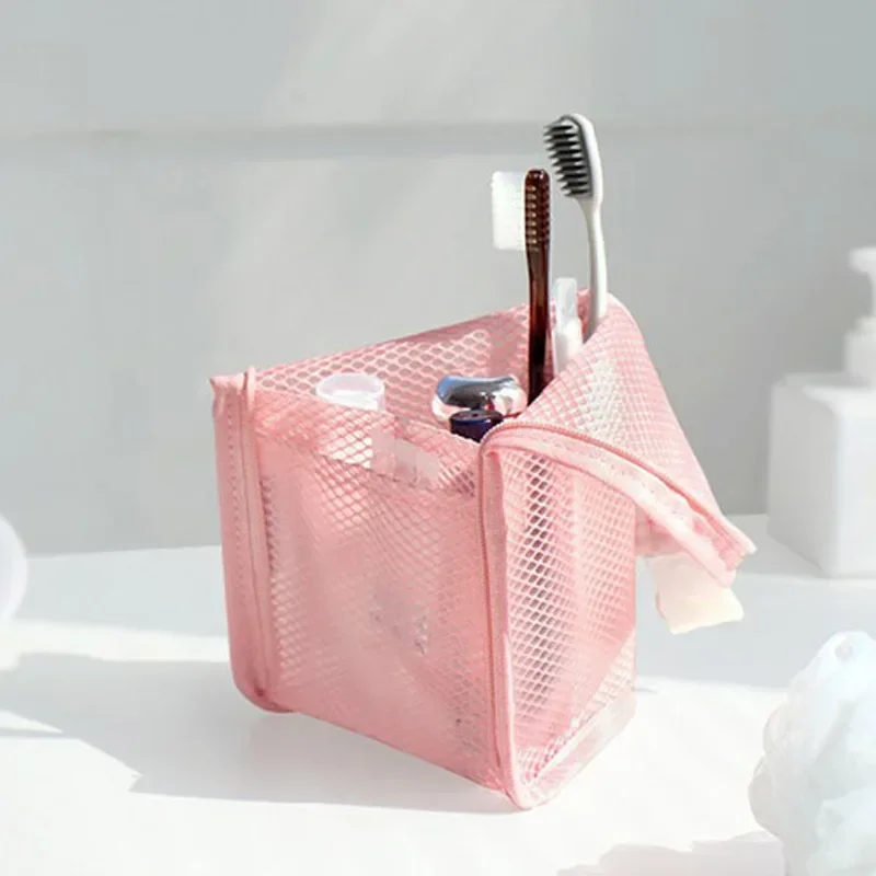 Custodia per trucco femminile Borsa da toilette portatile piccola e grande da donna Borsa per cosmetici in rete EVA Borsa da viaggio per trucco Organizzatore - immagine 5