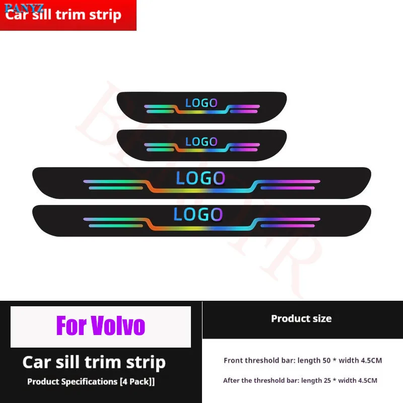 For Volvo Car Door Sill Strip Protective Cover Universal Anti-scratch and Anti-collision Door Decorative Strip Sticker