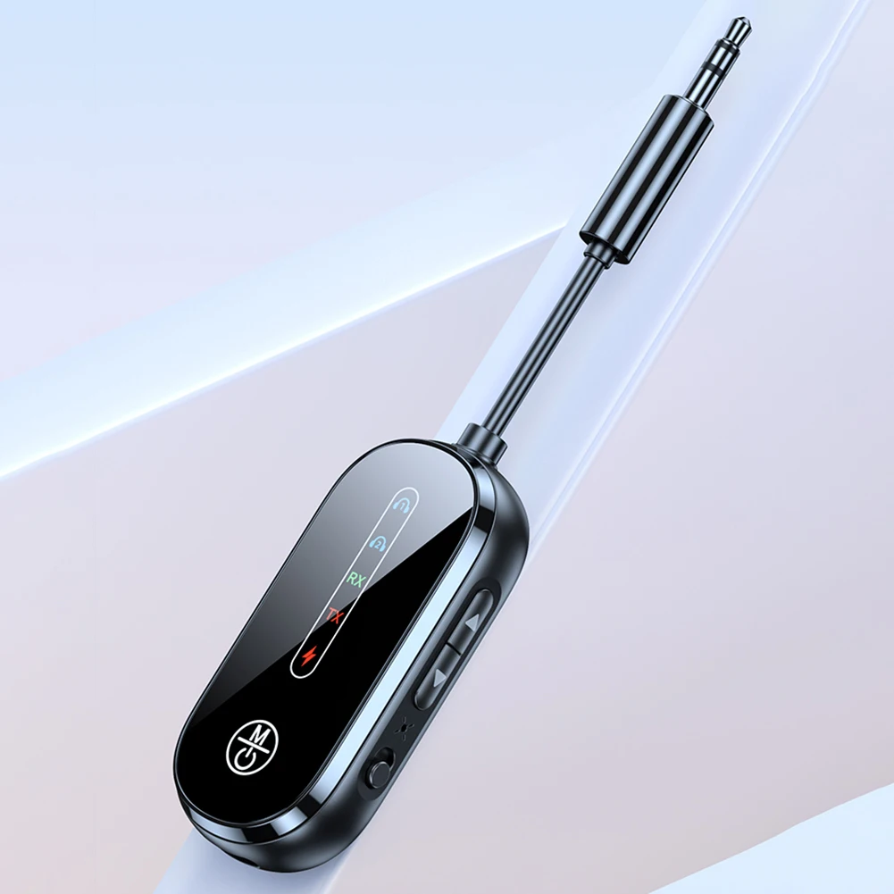 2 In 1 Bluetooth 5.4 Audio Transmitter Receiver 3.5mm AUX Jack Airplane Wireless Adapter Mic for TV PC Headphone Car Aircraft