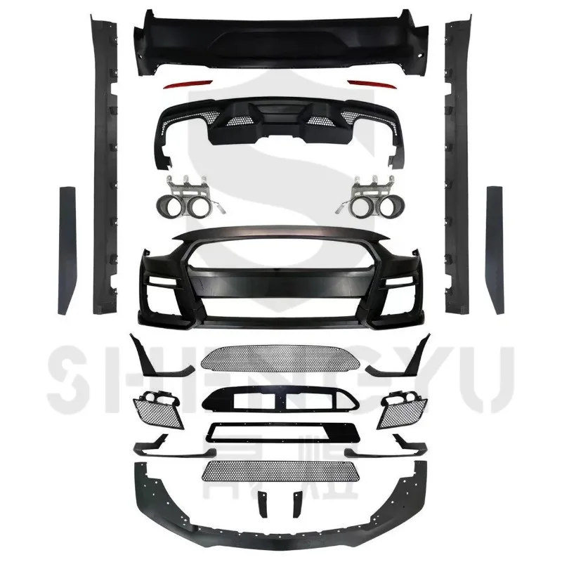 

Car Bumper for Ford Mustang 2015-2017 2018-2020 Change to Gt500 Shelby Include Front and Rear Bumper Rear Diffuser Tail Pipes