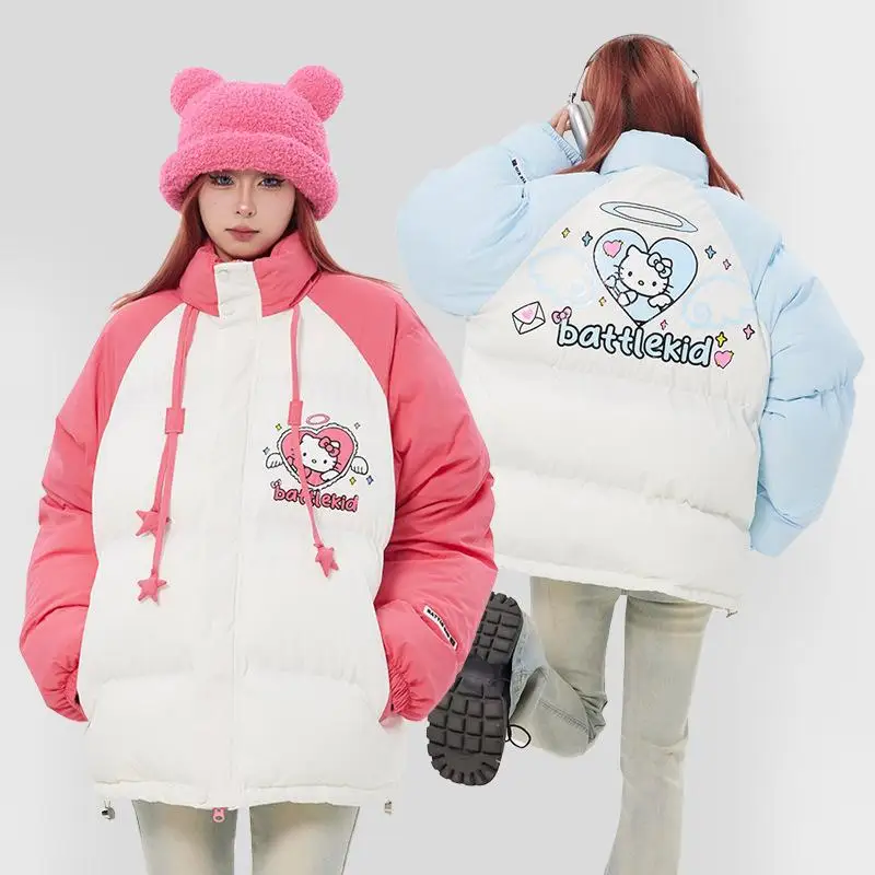 

Sanrios Cartoon Cotton Clothes Hello Kittys Kawaii New Girl Heart Cute Autumn Winter Keep Warm Women's Cotton Padded Jacket Tops