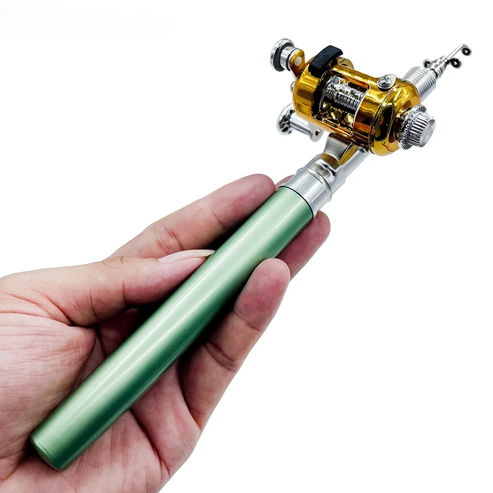 Fishing Pole Set Mini Telescopic Pocket Pen Fishing Rod Pole + Reel