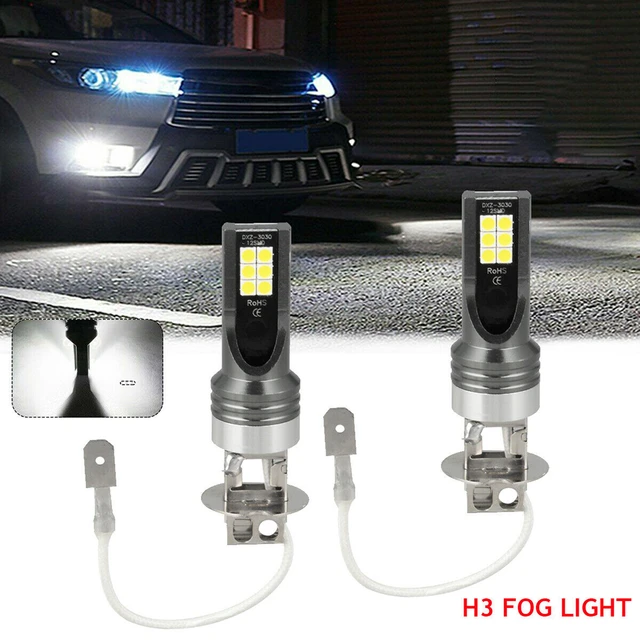 6500K H3 LED Fog Light Headlight Bulbs Car Driving Lamp Kit DRL White High  Power