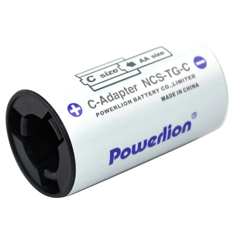 Powerlion C Size Battery Adapters battery adapter AA to C Size Battery Spacer Converter Case Use with AA Cells-4 Pack