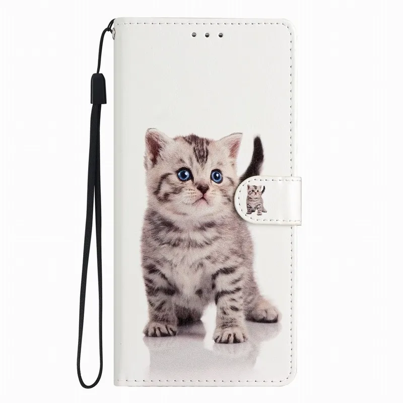Cute Painted Card Slot Flip Case - Protective and Stylish Cover