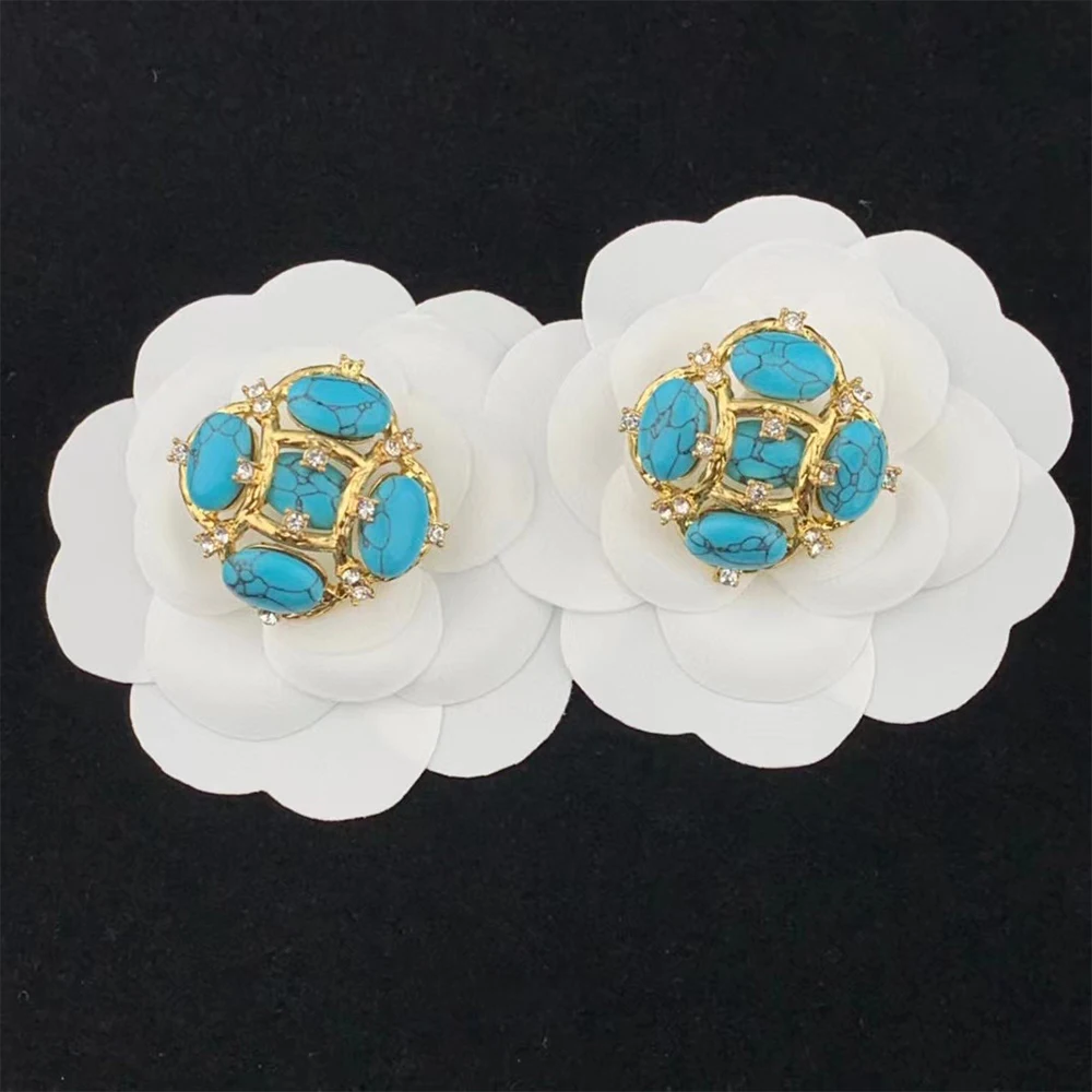 Fashion Trendy Personality  with Natural Stone rhinestone earrings for women's Girl party gift  Jewelry wholesale