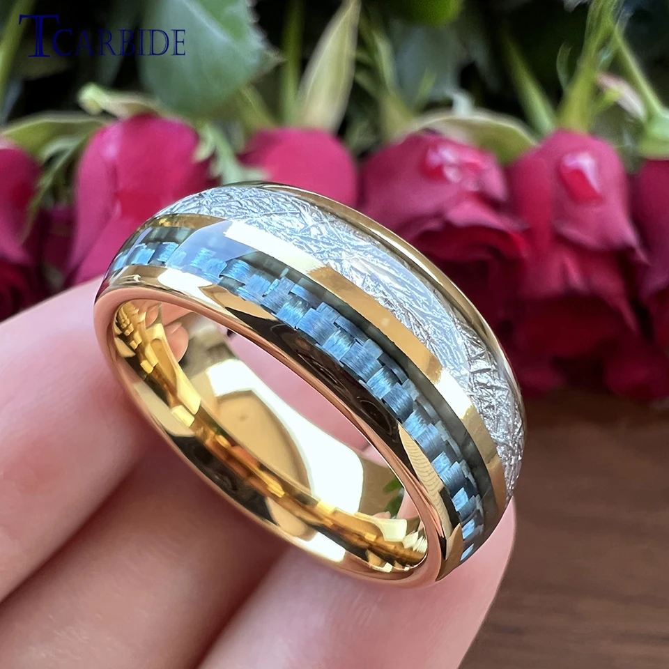 Fede Nuziale In Carburo Di Tungsteno Da 8mm Meteore - Foto 8