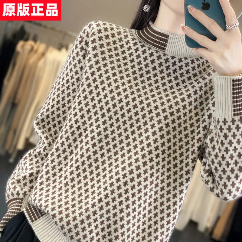 

Women's Long Sleeve Turtleneck Pullover Sweaters Winter Thickening Keep Warm Female Knitwear Ladies Loose Casual Clothes Hw66