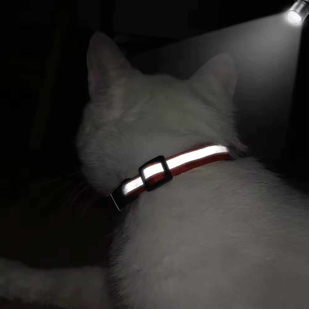 Personalized Reflective Pet Collar with Engraved ID Nameplate and Bell