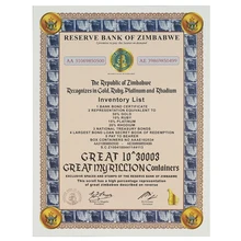  Zimbabwe Great Myrillion Containers Certificate 10 ^ 30003 Zimbabwe Banknotes Collectible Business Gifts 