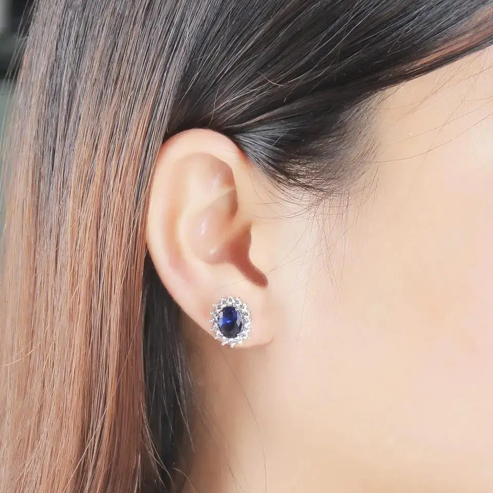 UMCHO orecchini a Clip con zaffiro blu pietra preziosa colorata orecchini in vero argento Sterling 925 per le donne regali di fidanzamento gioielli raffinati