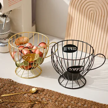 Porta capsule di caffè in metallo Organizzatore di cialde di caffè per tazze di grande capacità per accessori per riporre oggetti da cucina per esposizione di bar e caffetteria 1