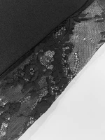 Women's plus size black elegant spring summer casual split lace patchwork loose elastic waist wide leg pants straight leg pants - Image 6