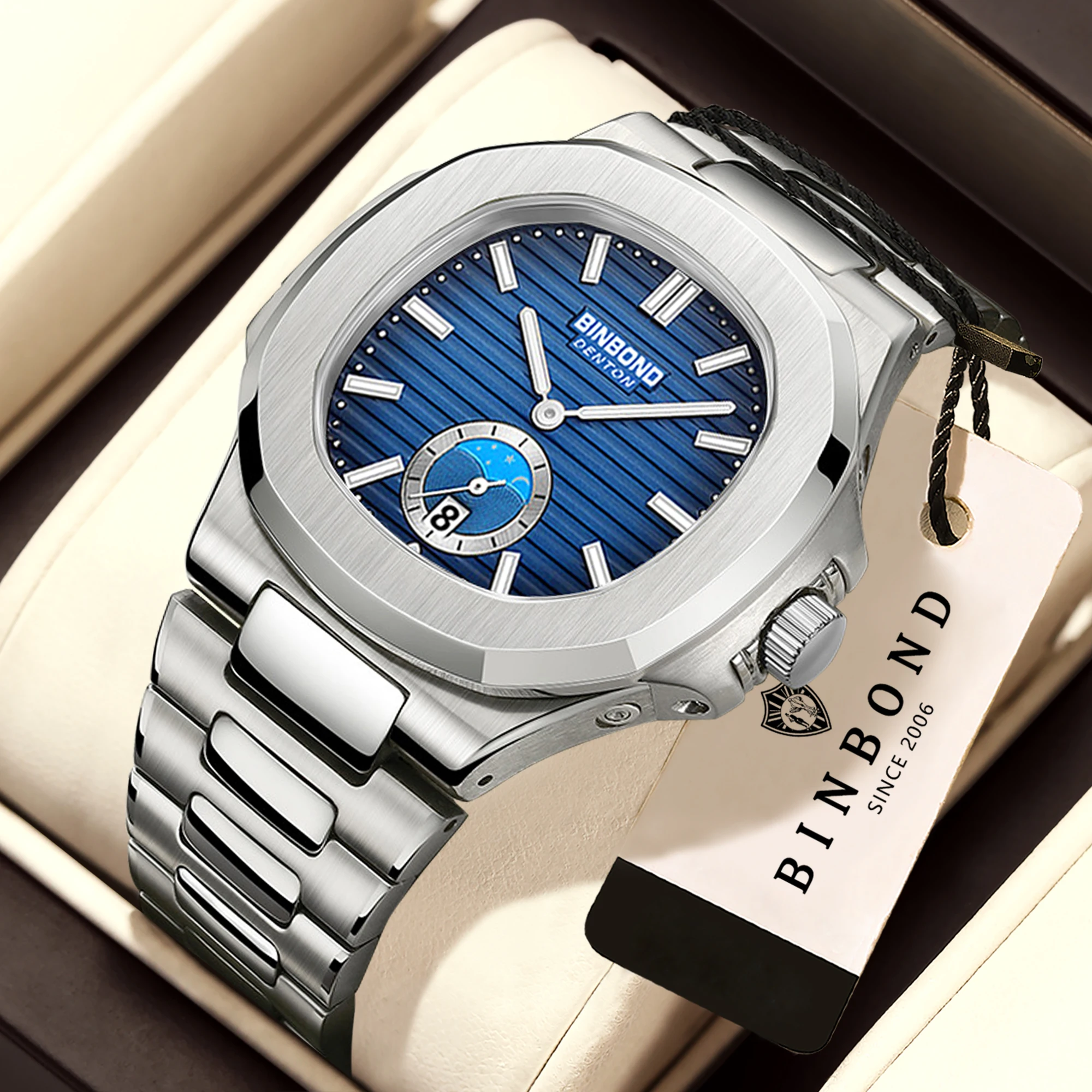 BINBOND Luxury Luminous Stainless Steel Men's Quartz Watch - Waterproof and Stylish