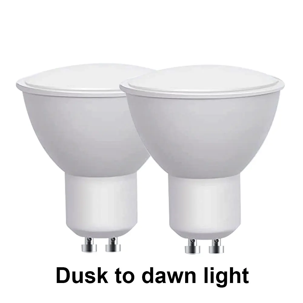 2-Piece 4W Dusk to Dawn Light Bulbs 85-265V AC GU10 Light Sensor Light Bulb 50W Equivalent Smart Auto On/Off Dusk Till Dawn