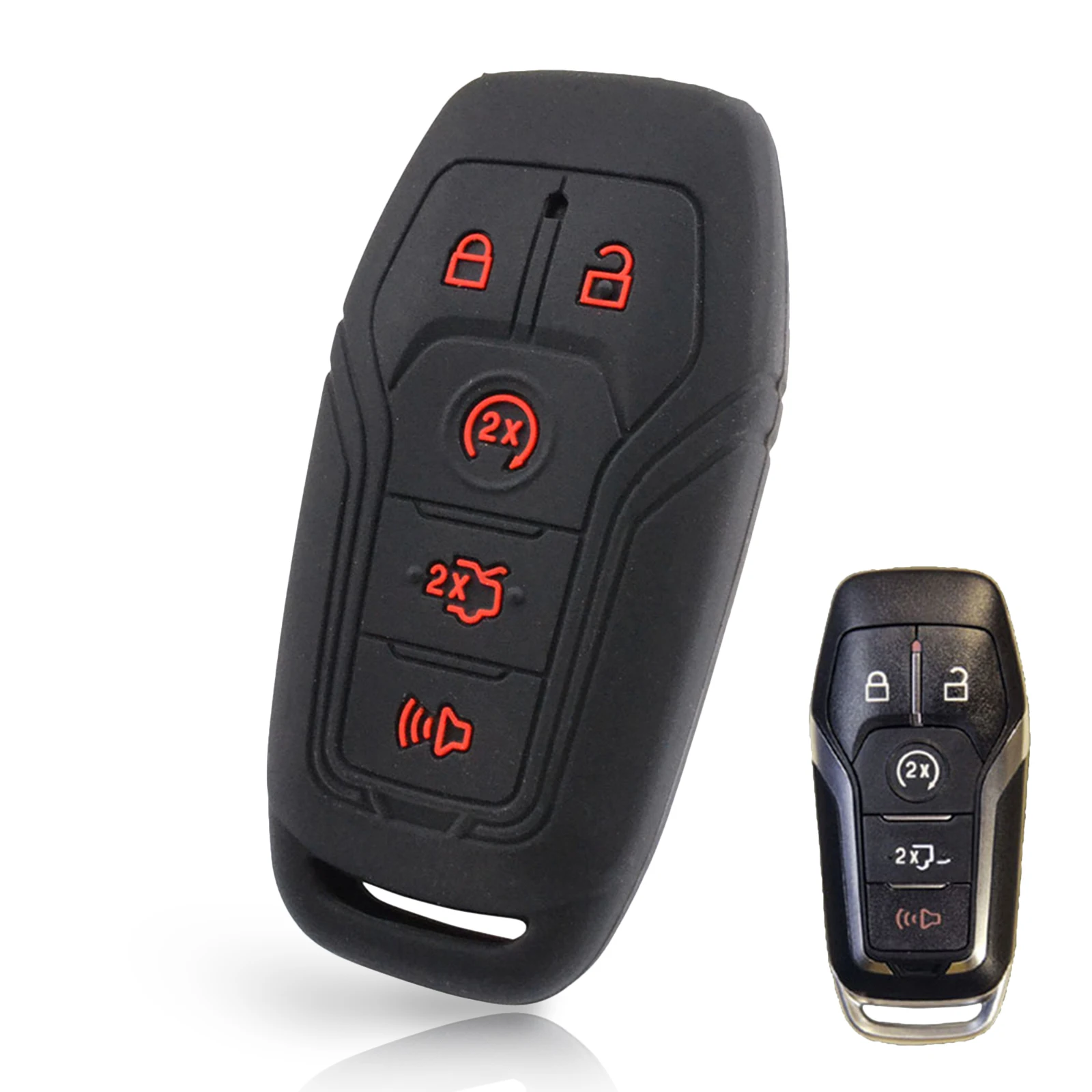 

Remote Key Case Cover Silicone Shell Fob Protector For Ford Fusion Mustang F-150 Explorer For Ford Mondeo Edge Lincoln 2015-2019