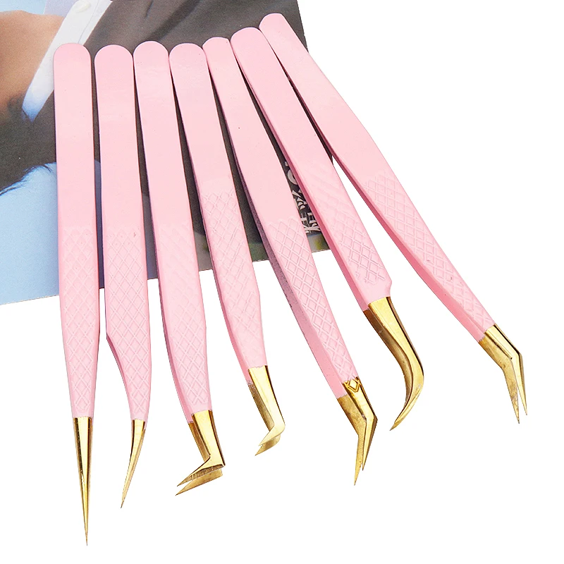 1PC Wimpern Pinzette Rosa Edelstahl Superharte Pinzette Tipps Hohe Präzision Anti-Statische Make-Up Werkzeuge Lash Verlängerung Liefert – Detail 5