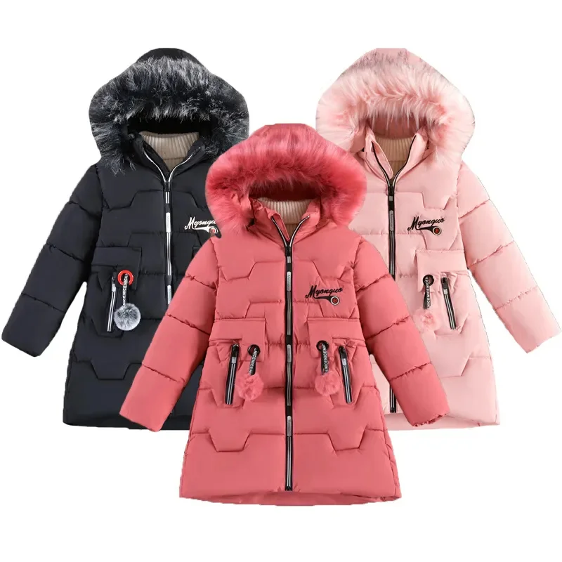

Girls Jacket 2023 Winter High Quality Long Parka Fashion Hooded Coat Kids Thicken Outerwear Children Clothes 4-13 Years