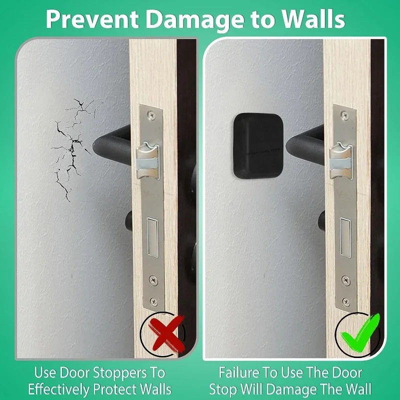 Door No Drill Door Stopper Silicone Handle Home Improvement Cushion Self-adhesive Silent Mat Shockproof Protective Decoration