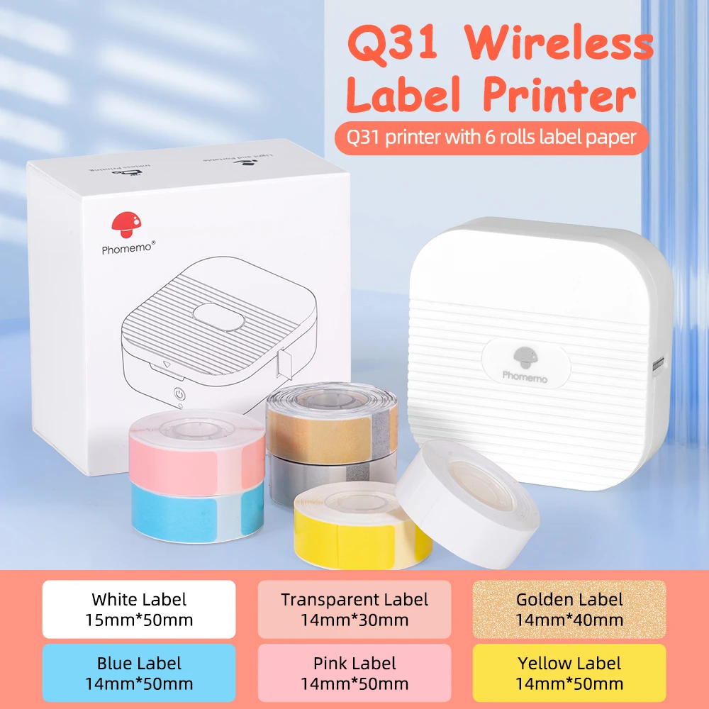 

Phomemo Q30 Q31 Q30S Label printer Label Maker Mini printer 6-15mm Portable Thermal Printer bluethooth Sticker Labeling Machine