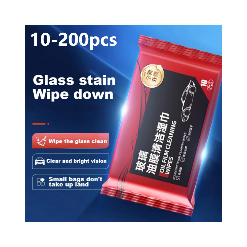10PCS/Pack Car Oil Stain Cleaner Glass Oil Film Removing Wet Towel Front Windshield Cleaning Vehile Window Decontamination