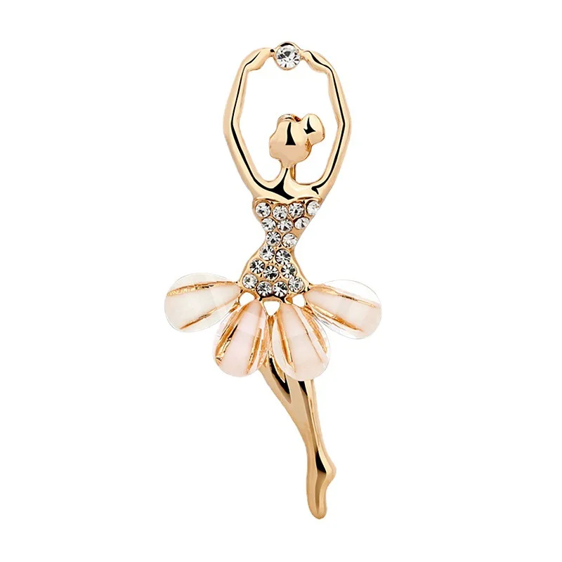 

Gold Tone Rhinestone Ballerina Girl Brooch Elegant Dance