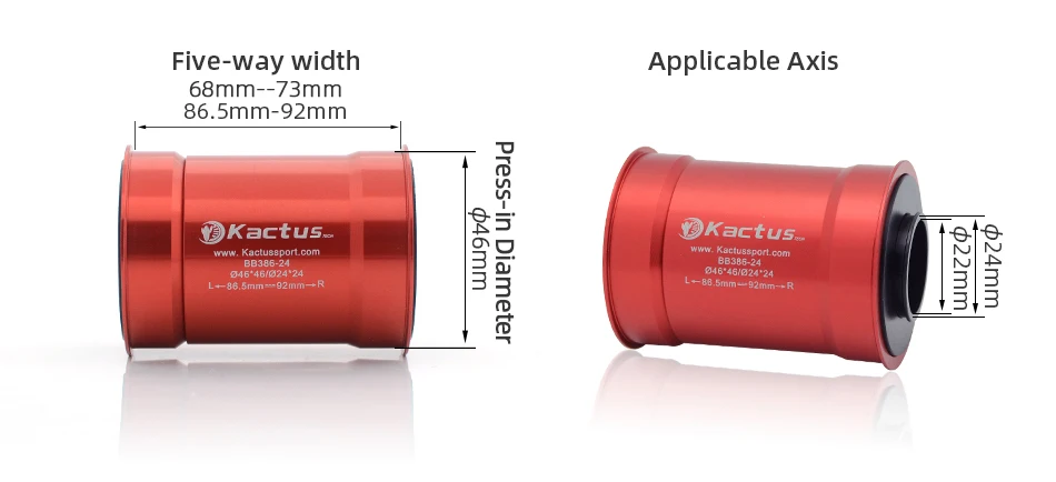 KACTUS Bike Bottom Bracket Ceramic Bearing BB386 Central Movement Fit for Shimano SRAM GXP Cranksets 24mm Crank Bike Parts