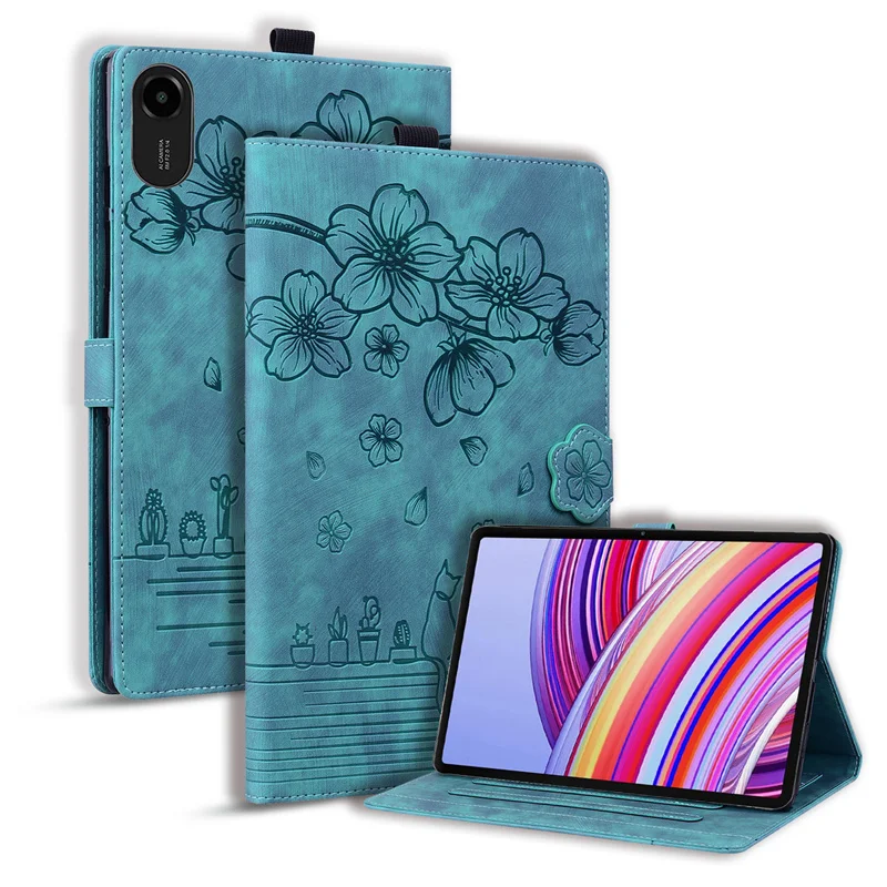Elegant 11'' Protective Magnetic Flip Tablet Case with Pen - Cat Design