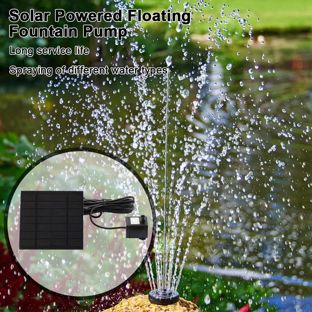 1.2W Solar Fountain Pond Pump Kit 200L/h with 6 Nozzles Solar Water Pump Kit Lift 110cm Solar Fountain for Water Feature Outdoor
