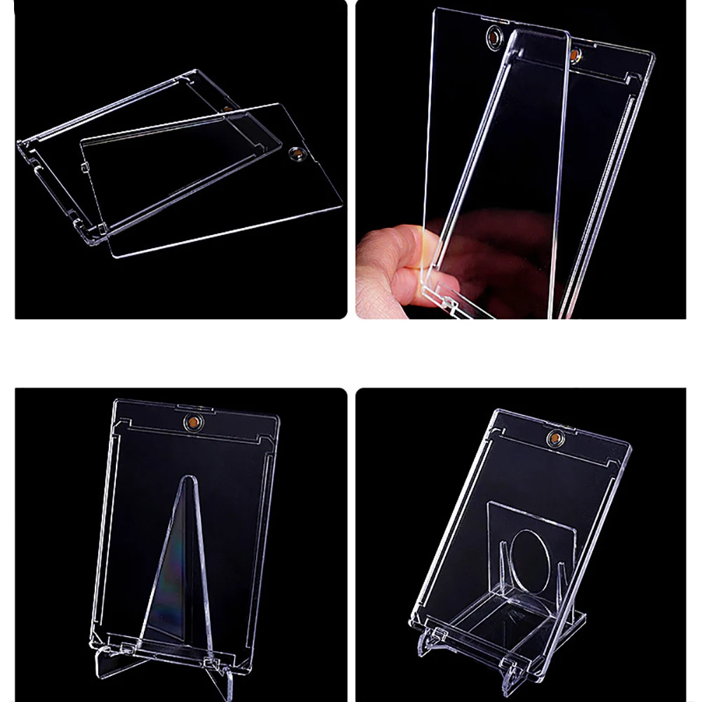 10PCS Magnetic Cards Holder 35PT Hard Plastic Storage Boxes Uv-Resistant Acrylic Card Holders for Collectors Display Box