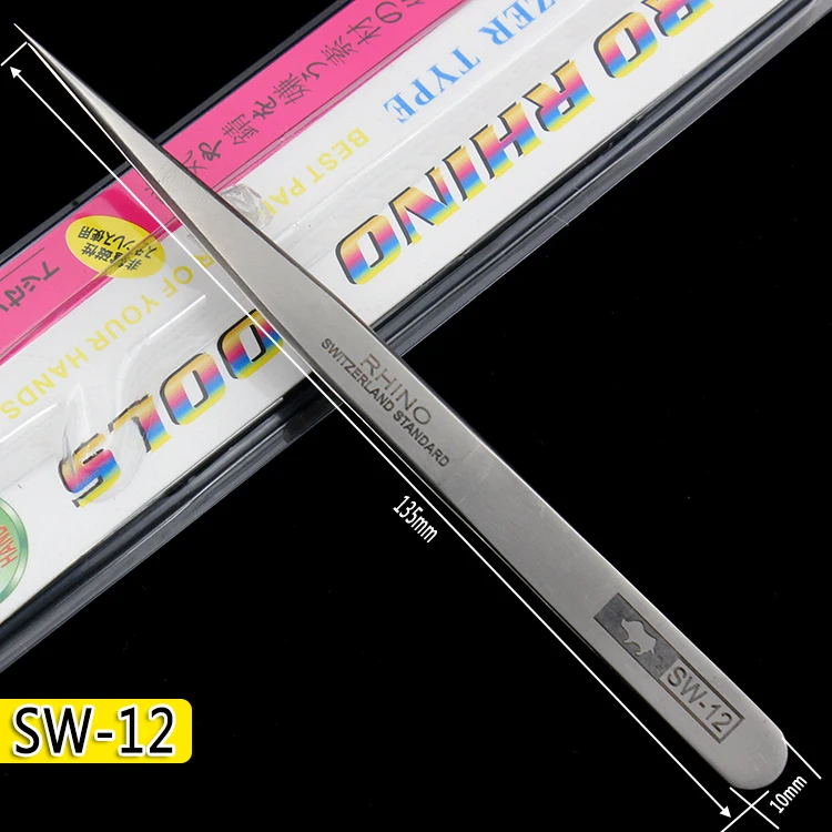 RHINO SW Series Frosted Anti-Magnetic & Anti-Acid Precision Tweezers with Swiss Technology