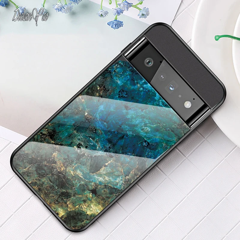 Per Google 7 6 Pro Custodia DECLAREYAO Cover in vetro rigido per Google Pixel 5 XL 4 4A 3 3A 2 1 Custodia in silicone ultra sottile Tempere_voghion.com