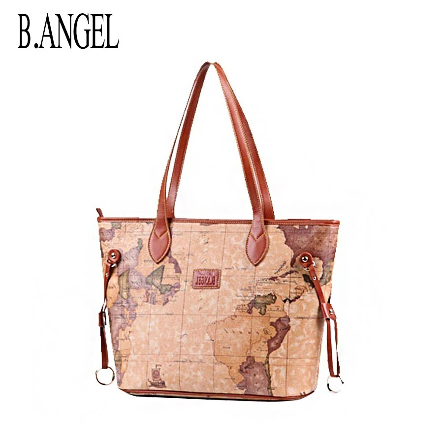Brand Design World Map Women Shoulder Bag Large Casual Handbag Waterproof  Large Capacity Handbag Female Tote Bag|Shoulder Bags| - AliExpress