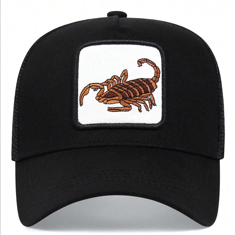 Unisex-Baseball-Netzkappen mit Skorpion-Stickerei, verstellbar, für den Frühling und Sommer, lässiger Sonnenschutzhut – Detail 4